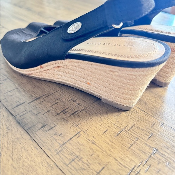 Charter Club Black Slingback Sandals Peep-Toe - Picture 5 of 6